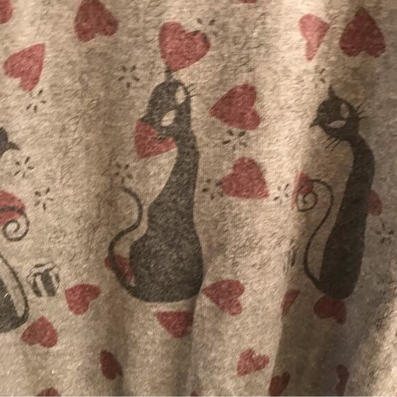 DJ & Juju Black Cat & Red Heart Pullover Tunic Sweater Size XL - Picture 4 of 8
